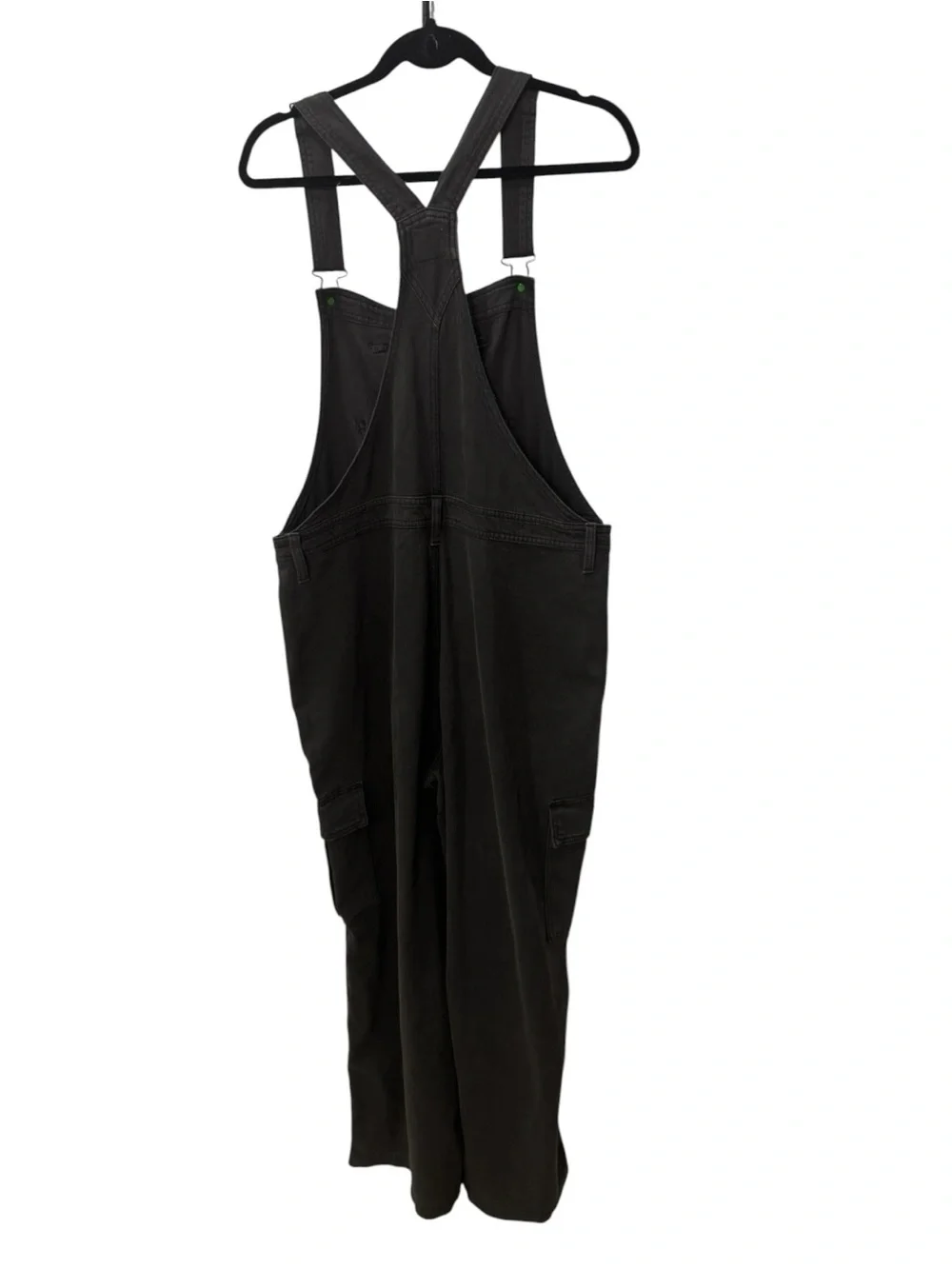 Aerie Wide-Leg Denim Cargo Overalls in black color women’s size XL